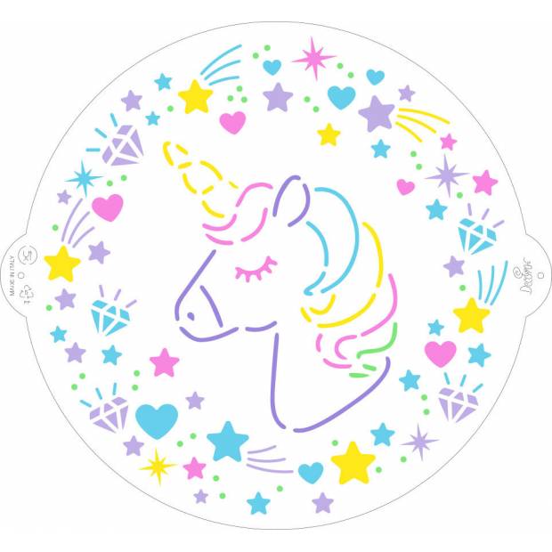 Stencil šablona na dort jednorožec Unicorn 25cm - Decora