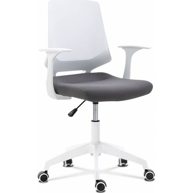 Kancelářská židle, sedák šedá látka, bílý PP plast, výškově nastavitelná KA-R202 GREY Art