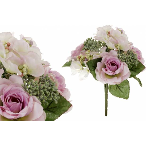 Růže, puget, barva bílo-fialová. Květina umělá. KU4169-LI Art