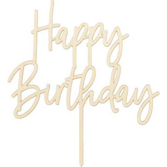 PartyDeco zapichovací dekorace na dort dřevěná Happy Birthday KPT57-100 dortis