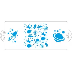 Stencil šablona na dort 10x25cm vesmír - Decora