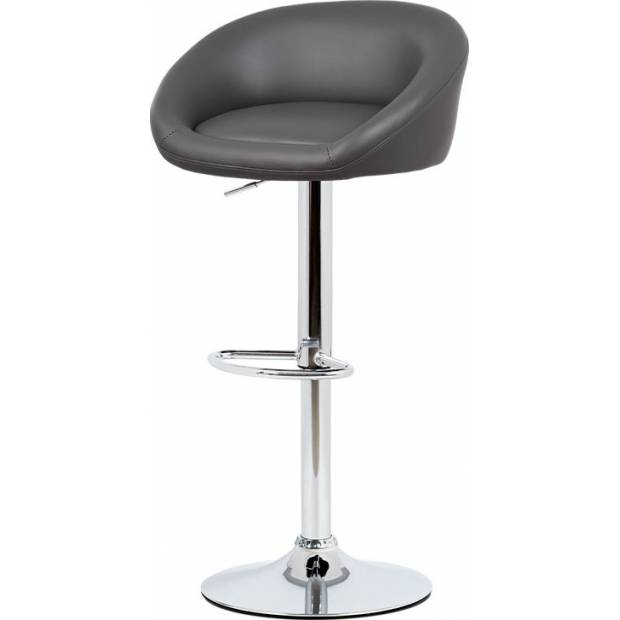 Barová židle, šedá ekokůže, chromová podnož, výškově nastavitelná AUB-445 GREY Art