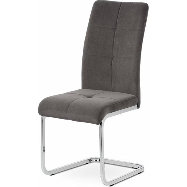 Jídelní židle, šedá sametová látka, kovová pohupová chromovaná podnož DCL-440 GREY4 Art