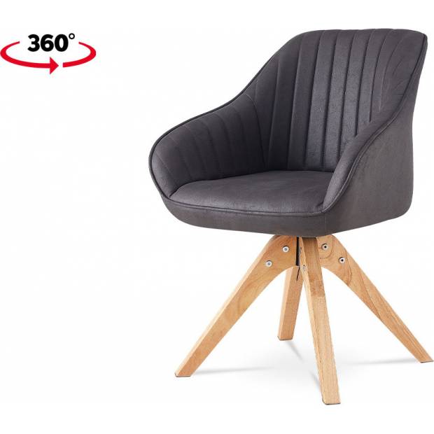 Jídelní a konferenční židle, potah šedá látka v dekoru broušené kůže, nohy masiv HC-772 GREY3 Art