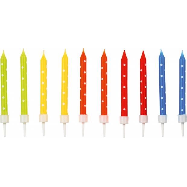 Svíčky barevné s puntíky 24ks 6cm - Amscan
