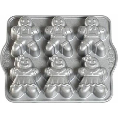 NW Mini bábovky plát se 6 formičkami perníkových postaviček 4,5 cup stříbrná 86948 Nordic Ware