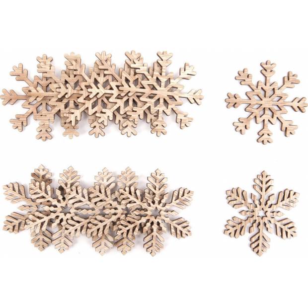 Sněhová vločka,  dřevěná  vánoční dekorace , mix 12 kusů v sáčku, cena za 1 sáček KLA530 Art