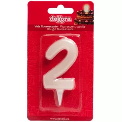 Svíčka na dort číslo 2 svítící ve tmě 6cm - Dekora