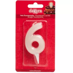 Svíčka na dort číslo 6 bílá 6cm - Dekora