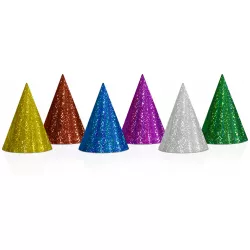 Párty čepičky barevné holografické 20ks 16cm - PartyDeco