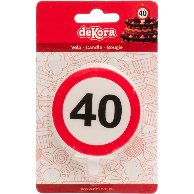 Svíčka na dort 6,3cm dopravní značka číslo 40 - Dekora