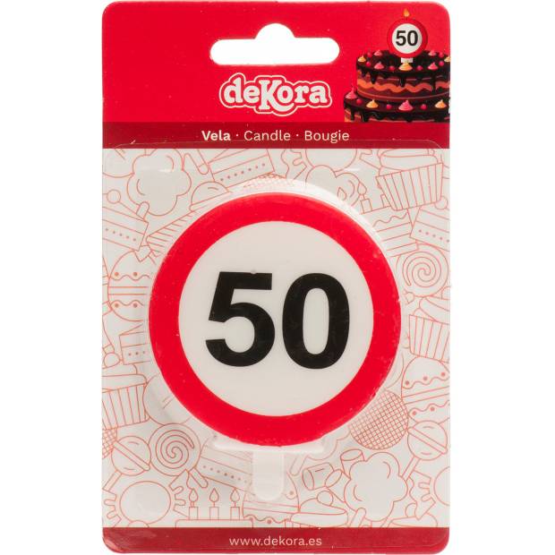 Svíčka na dort 6,3cm dopravní značka číslo 50 - Dekora