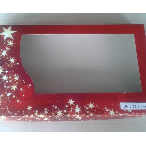 Vánoční krabice na cukroví červená 36 x 22 x 5 cm - dortis