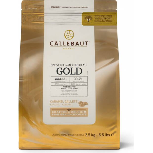 Kvalitní belgická čokoláda 2,5kg 30% Gold caramel - Callebaut