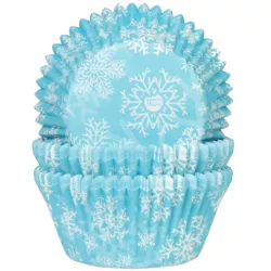 Košíčky na muffiny modré, sněhové vločky 50x33 mm - House of Marie
