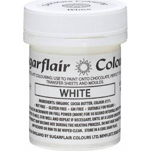 Barva do čokolády na bázi kakaového másla Sugarflair White (35 g) C313 dortis