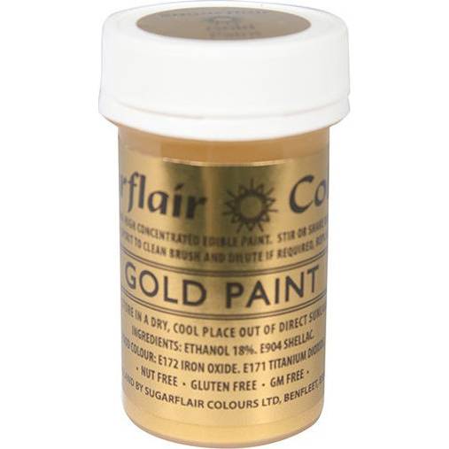 Tekutá glitterová barva Sugarflair (20 g) Gold Paint T308 dortis