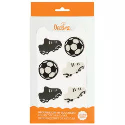 Cukrová dekorace na dort fotbal, 6ks - Decora
