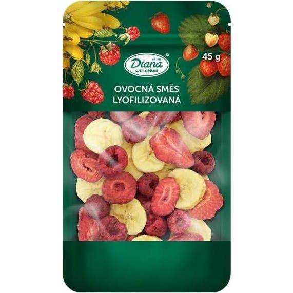 Diana Ovocná směs lyofilizovaná - banán, jahoda, malina (45 g) 6001-2 dortis