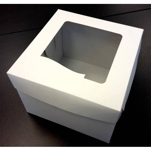 Dortová krabice bílá čtvercová s okénkem 10ks (25 x 25 x 19,5 cm)