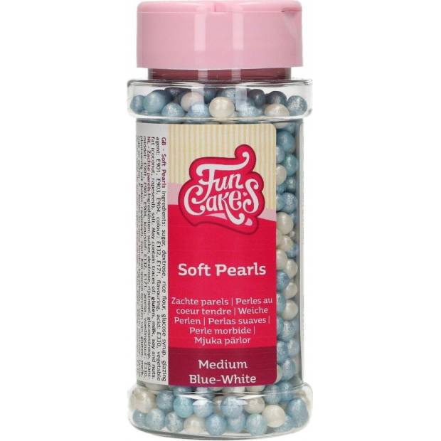 Cukrové dekorace modro-bílé perly 60g - FunCakes