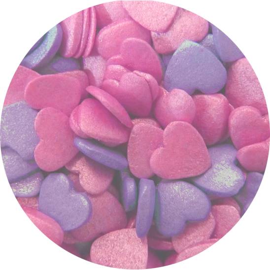 Cukrové zdobení srdíčka fialovo růžová 65g - Scrumptious