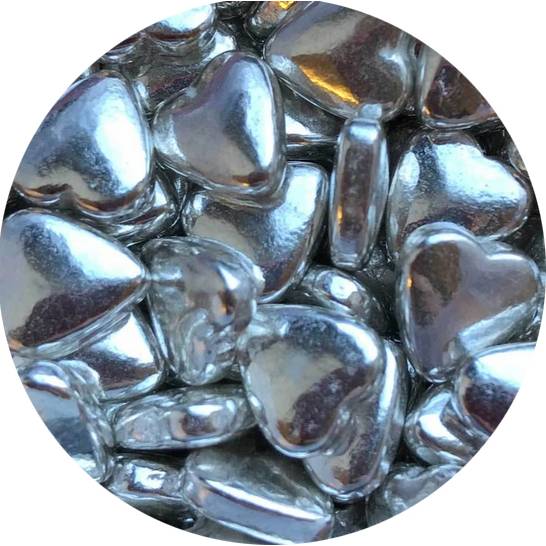 Cukrové zdobení stříbrná srdíčka 80g - Scrumptious