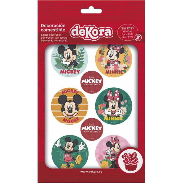 Dekorace z jedlého papíru na cupcaky Mickey a Minnie 5,8cm 6ks - Dekora