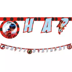 Girlanda Happy Birthday Kouzelná beruška a černý kocour -  Miraculou