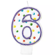 Narozeninová svíčka číslo 6 s tečkami 7,6cm - Amscan