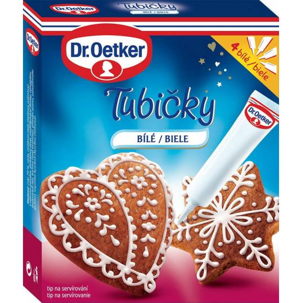 Tubičky na zdobení bílé 4 ks 76g - Dr. Oetker