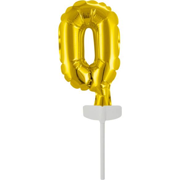 Fóliový balónek zlatý mini - zápich do dortu číslo 0 - Amscan