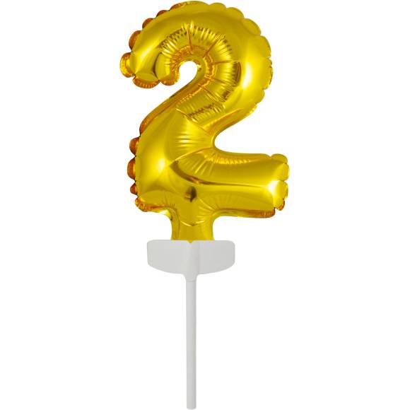 Fóliový balónek zlatý mini - zápich do dortu číslo 2 - Amscan