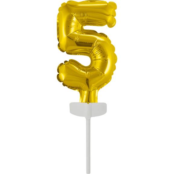 Fóliový balónek zlatý mini - zápich do dortu číslo 5 - Amscan