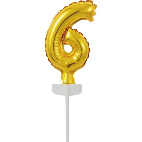 Fóliový balónek zlatý mini - zápich do dortu číslo 6 - Amscan