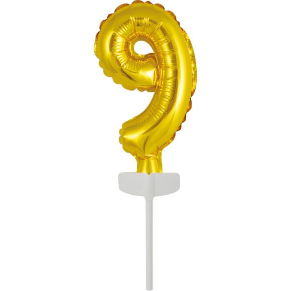 Fóliový balónek zlatý mini - zápich do dortu číslo 9 - Amscan