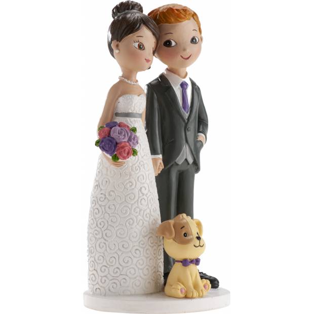 Svatební figurka na dort s pejskem 16cm - Dekora