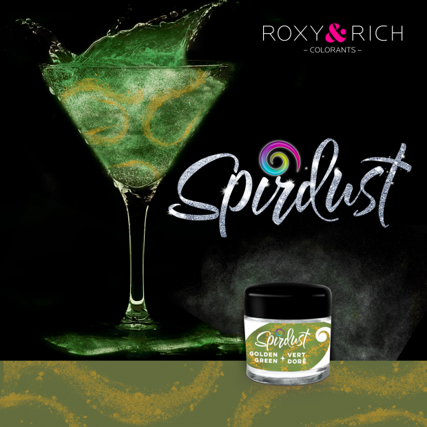 Metalická barva do nápojů Spirdust zlato zelená 1,5g - Roxy and Rich