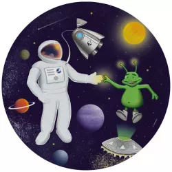 Papírový talíř na párty 8ks 23cm kosmonaut s ufonem ve vesmíru - Amscan