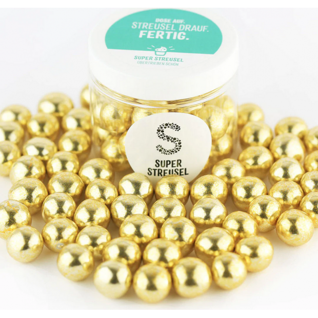 Čokoládové perly XL 130g zlaté - Super Streusel