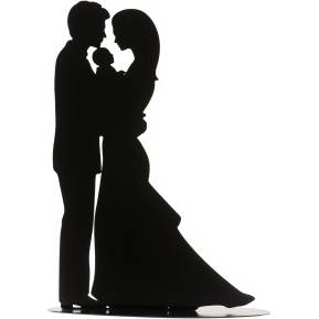 Plechová figurka na svatební dort silueta s miminkem - Dekora