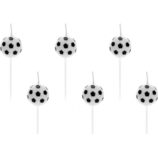 Sada svíček fotbalové míče 6ks 2,5cm - PartyDeco