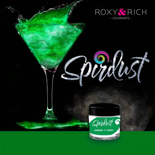 Metalická barva do nápojů Spirdust zelená 1,5g - Roxy and Rich
