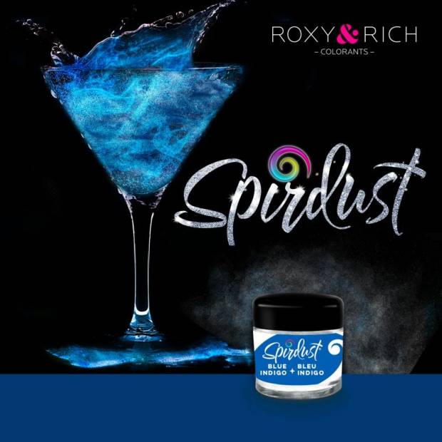 Metalická barva do nápojů Spirdust modrá indigo 1,5g - Roxy and Rich