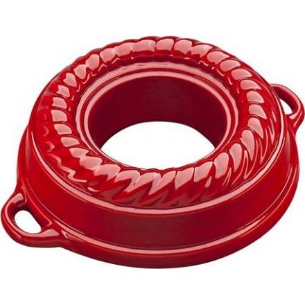 Litinová smaltovaná pečicí forma Věnec GOURMETINA 27.5 x 7.5 cm  - Stínově červená - Český Smalt