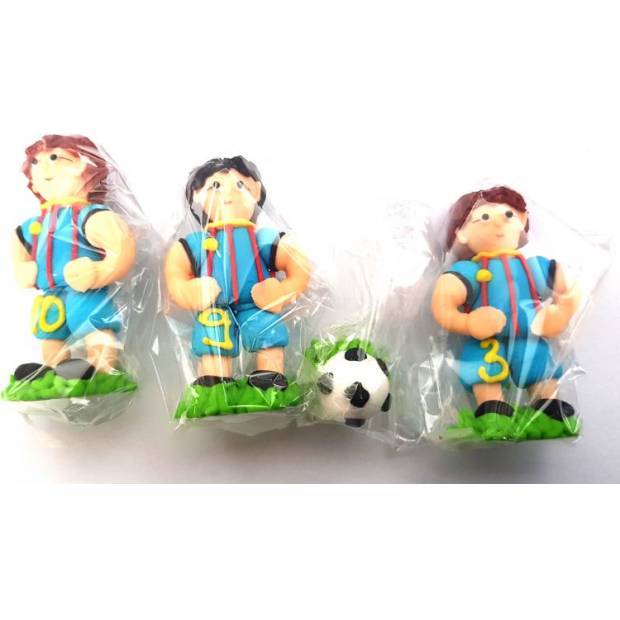 Cukrová figurka fotbalisté modří 3ks a kopačák - K Decor