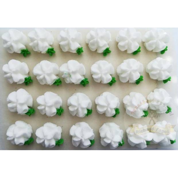 Cukrové květy bílé na platíčku 24ks - Fagos