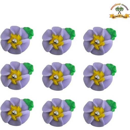 Cukrová dekorace květy fialové na platíčku 9ks - Fagos