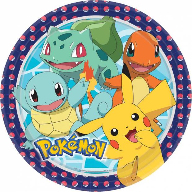 Papírový talíř 8ks Pokemon 23cm, 8ks - Amscan