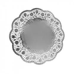 Dekorativní krajka kulatá stříbrná 32cm 4 ks - Wimex